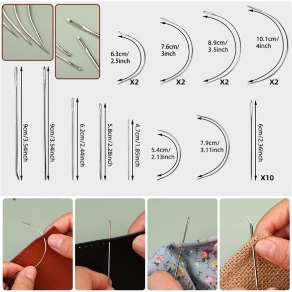 Upholstery Repair Kit,48pcs Leather Sewing Kit with Upholstery Thread,Sewing Awl - Picture 2 of 7